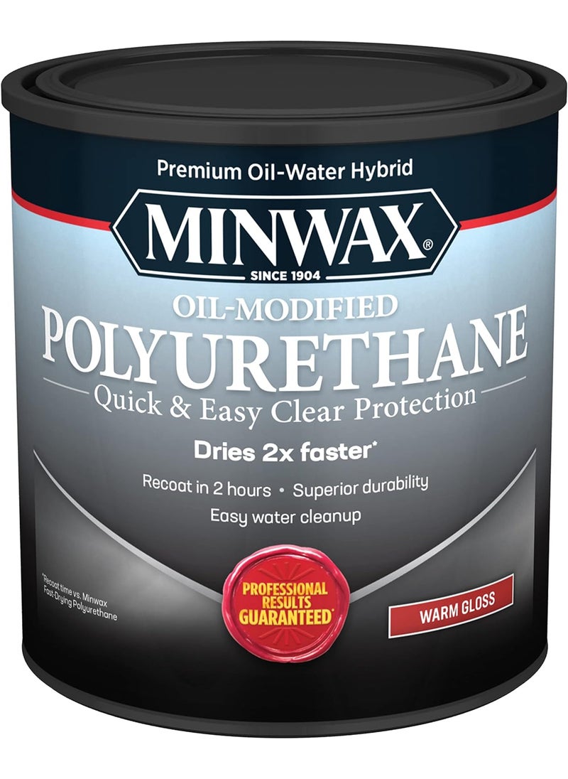 Minwax qt Minwax 63015 Clear Premium OilWater Hybrid WaterBased OilModified Polyurethane Warm Gloss  - Image 1