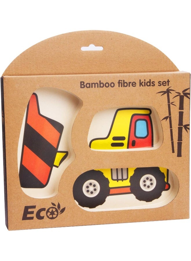 Lightening Kid Plate Set Bamboo Toddler Plates Dinnerware Dinner Dish Set Baby Feeding Spill Proof Divided Plate - Baby Spoon and fork 3-Piece Set for Kids and Toddlers Teaches Child Portion Control - Image 2