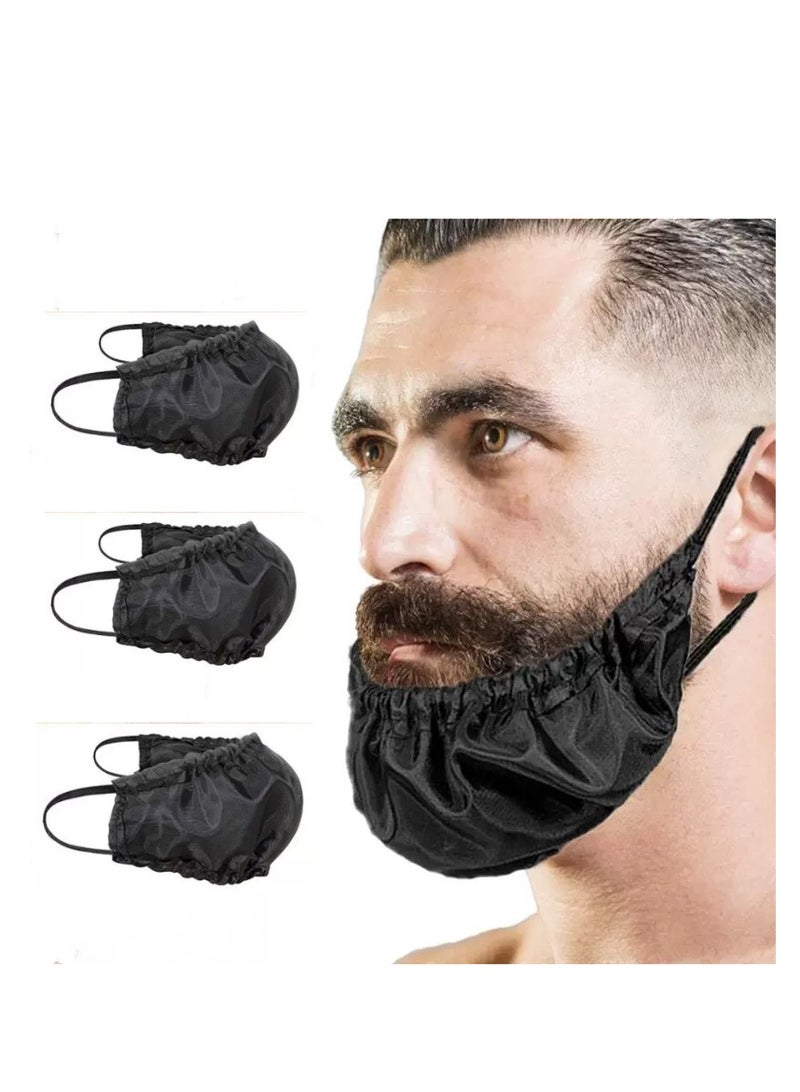 Beard Caps Beard Bonnet, 3 Pack Men Beard Bib Black Beard Covers Soft - Image 1