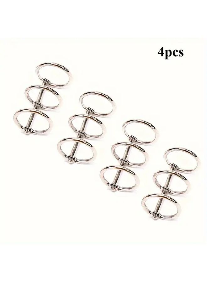 4pcs Silvery 3 Ring Metal Binders For Notebooks Photo Albums DIY Crafts - Image 5