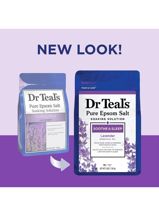 Dr Teal's محلول نقع ملح إبسوم، مهدئ ومهدئ للنوم، برائحة اللافندر، 3 رطل (قد يختلف التغليف) - Image 2