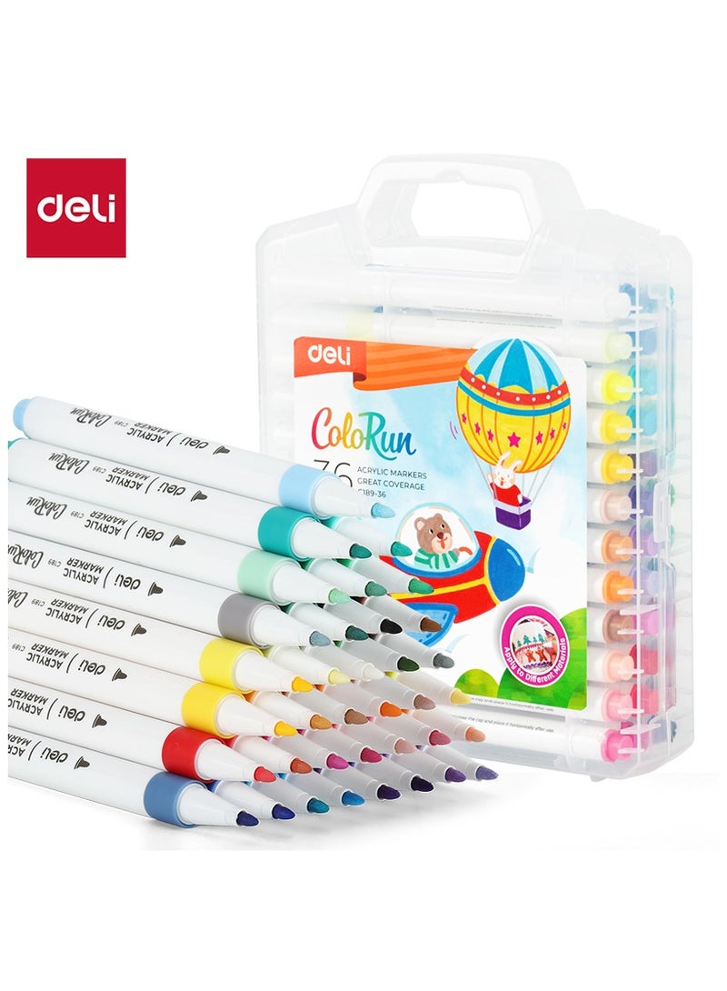 ديليEC189-36 مجموعة أقلام تحديد أكريليك، 36 قطعة، ألوان متنوعة – مثالية للرسم الإبداعي - Image 1