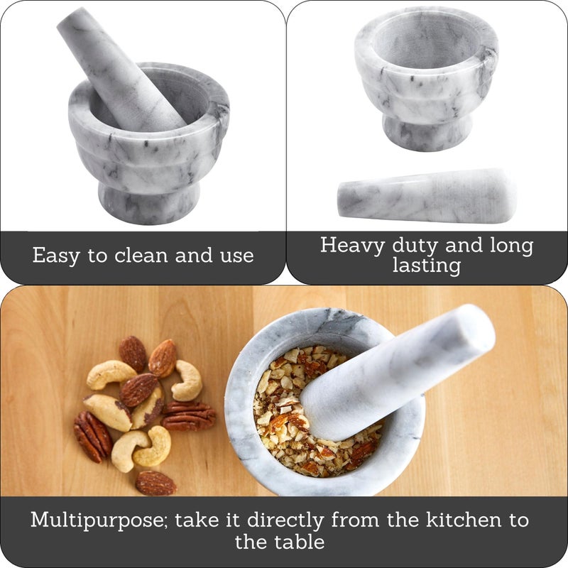 IMUSA USA Small 3.8" Marble Mortar and Pestle for Grinding and Crushing - Image 2