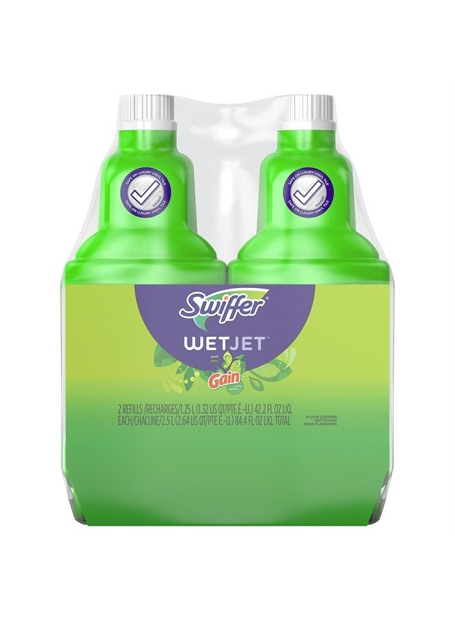 Swiffer WetJet Multi-Purpose and Hardwood Liquid Floor Cleaner Solution Refill, with Gain Scent 42.26 Fl Oz (Pack of 2) (Package May Vary) - Image 1