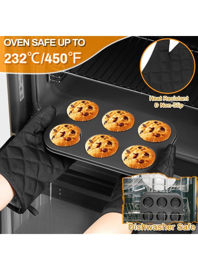 Gymdin 12PCS Nonstick Bakeware Set, Non-Toxic Carbon Steel Baking Pans Set with Wider Grip, Includes Roasting Pan, Cookie Sheet, Cake Pans, Muffin Pans, Cooling Rack, Oven Mitts, Easy Release - Image 5
