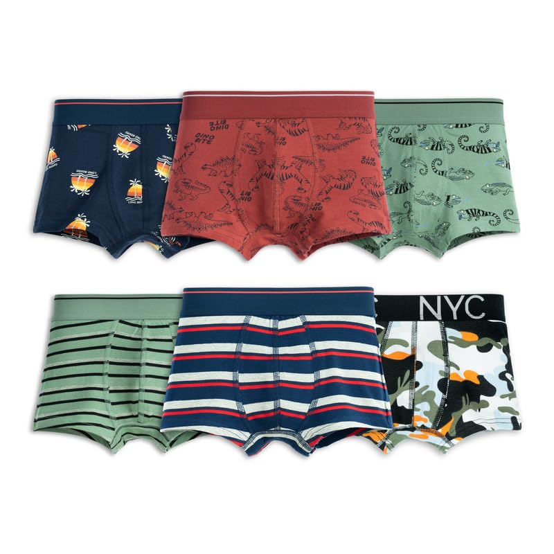 ARIEL Boy's Soft Cotton Multicolor Trunks (Pack of 6) (AR-BT-P6-3-4_Years-lizdinoaop_Green_str) - Image 1