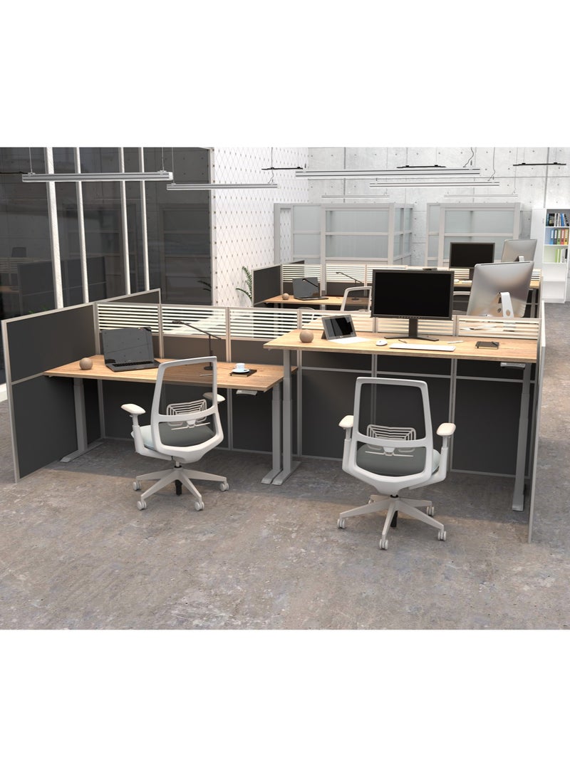 Flexispot Standing Desk Dual Motor 3 Stages Electric Stand Up Desk 120cmx75cm Height Adjustable Desk Home Office Desk White Frame + Oak Desktop - Image 2