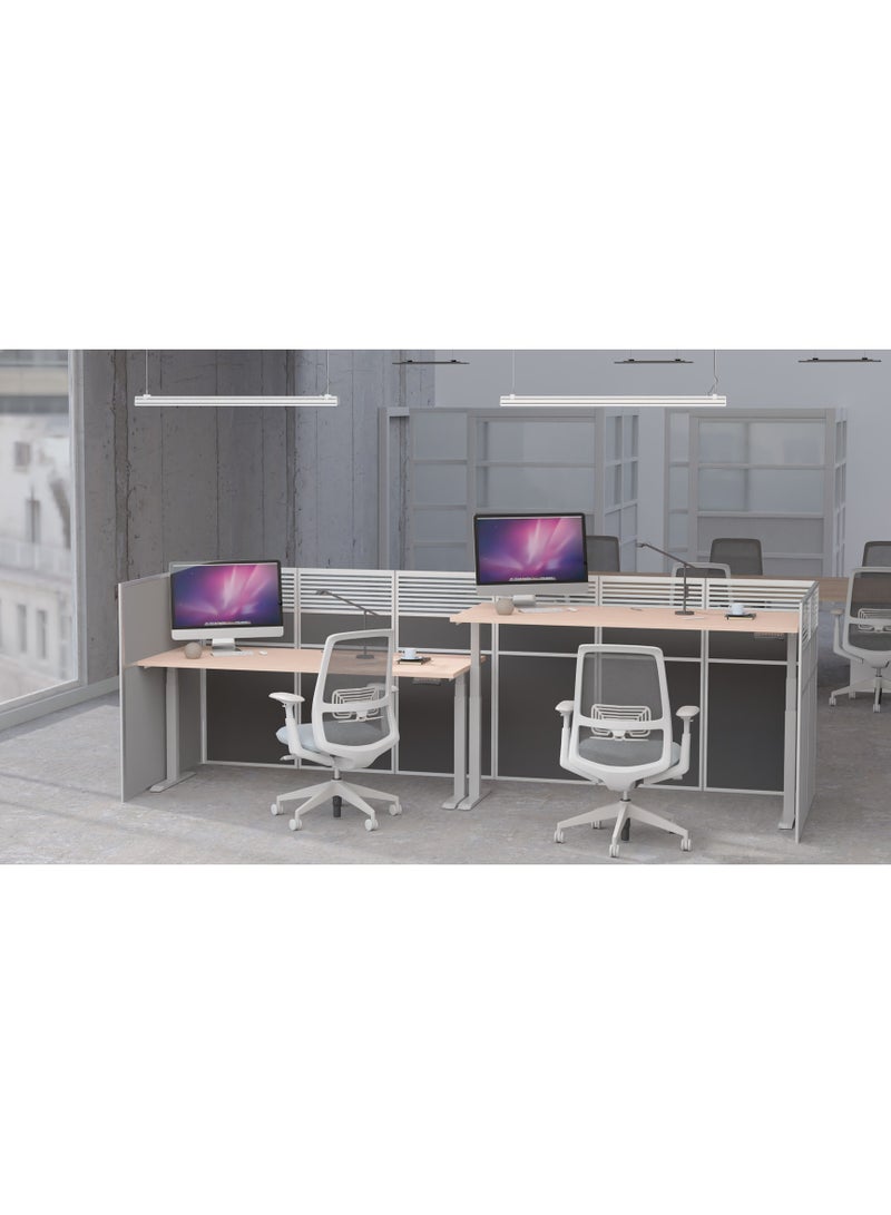 Flexispot Standing Desk Dual Motor 3 Stages Electric Stand Up Desk 120cmx75cm Height Adjustable Desk Home Office Desk White Frame + Oak Desktop - Image 5