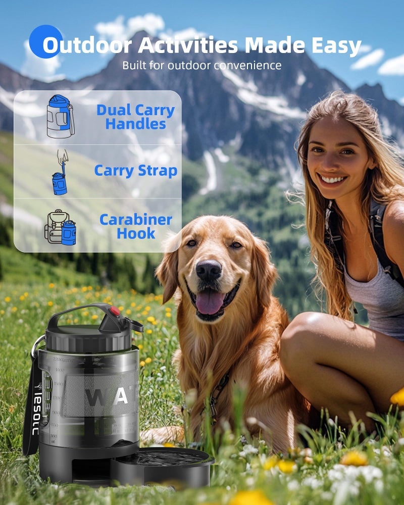 lesotc Dog Travel Water Bottle Portable with Pull-Out Drinking Bowl, 77oz Large Travel Water Bowl Dispenser for Dogs Camping Essentials Hiking Beach Road Trip Park Walking On The Go Must Haves, Black - Image 4