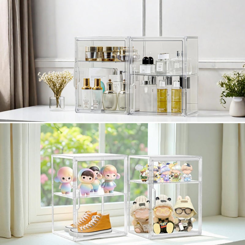 Attelite Acrylic Display Case for Collectibles, Clear Storage Bin with 3 Adjustable Layers and 1 Removable Divider, Stackable Clear Storage Box with Magnetic Door for Figures, Home or Office,Large - Image 5