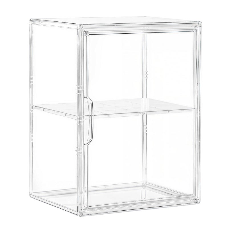 Attelite Acrylic Display Case for Collectibles, Clear Storage Bin with 3 Adjustable Layers and 1 Removable Divider, Stackable Clear Storage Box with Magnetic Door for Figures, Home or Office,Large - Image 1