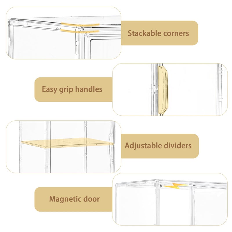Attelite Acrylic Display Case for Collectibles, Clear Storage Bin with 3 Adjustable Layers and 1 Removable Divider, Stackable Clear Storage Box with Magnetic Door for Figures, Home or Office,Large - Image 3