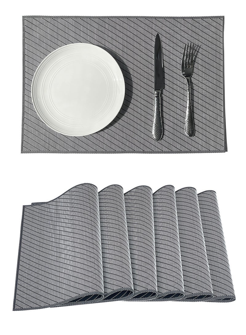 Morlife 6Pcs Placemats for Dining Table 45 * 30cm Easy to Clean Plastic Washable Placemat for Kitchen Table Indoor Outdoor Table Mats Heat-resistand Washable Woven Vinyl Table Mats - Image 1