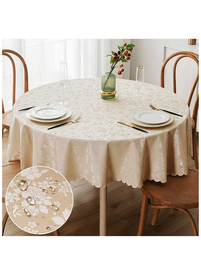 عام “مفرشات طاولات دائرية، مفرشات طاولات دائرية مطاطية محجبة الماء، مفرشات طاولات مطاطية ثابتة للمطبخ وقاع الطعام، مفرش طاولة دائرية لحفلات العشاء والزواج بداخل وخارج (أبيض، 60” دائري).” - Image 1
