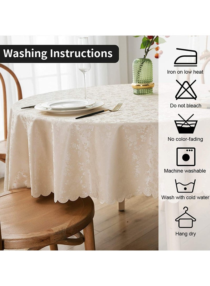 عام “مفرشات طاولات دائرية، مفرشات طاولات دائرية مطاطية محجبة الماء، مفرشات طاولات مطاطية ثابتة للمطبخ وقاع الطعام، مفرش طاولة دائرية لحفلات العشاء والزواج بداخل وخارج (أبيض، 60” دائري).” - Image 5