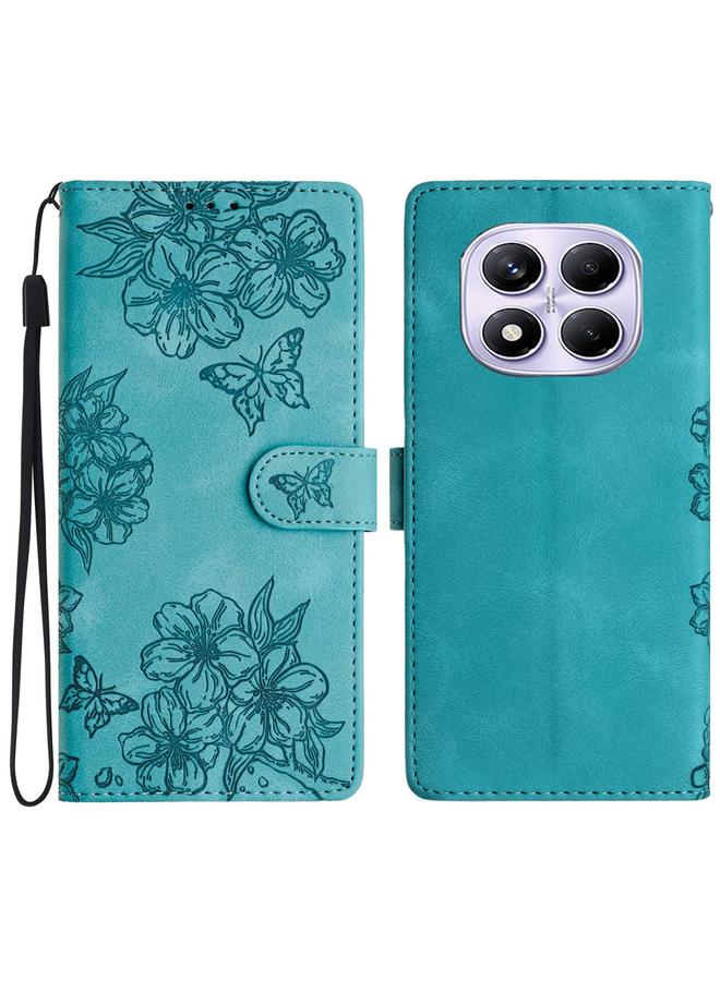 S-TOP Case For Redmi Note 14 Pro 4G Cherry Blossom Butterfly Skin Feel Embossed PU Phone Case - Image 1
