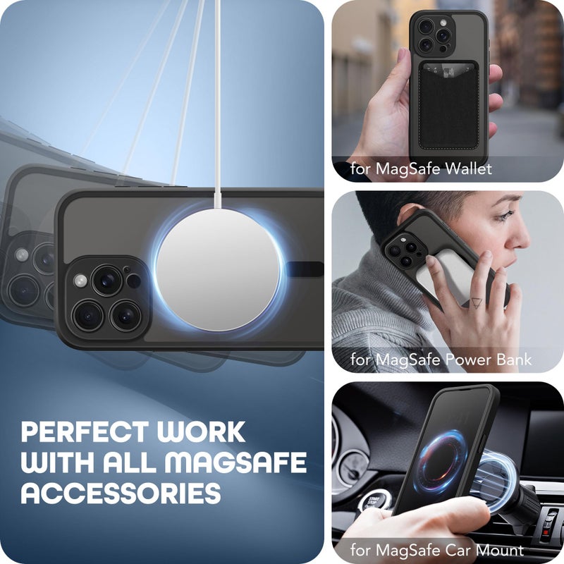 TIESZEN for iPhone 15 Pro Case, Compatible with MagSafe, Built-in Privacy Screen Protector and Camera Protection, Anti Spy Full Body Dustproof Shockproof Hard Phone Case 6.1", Black - Image 4