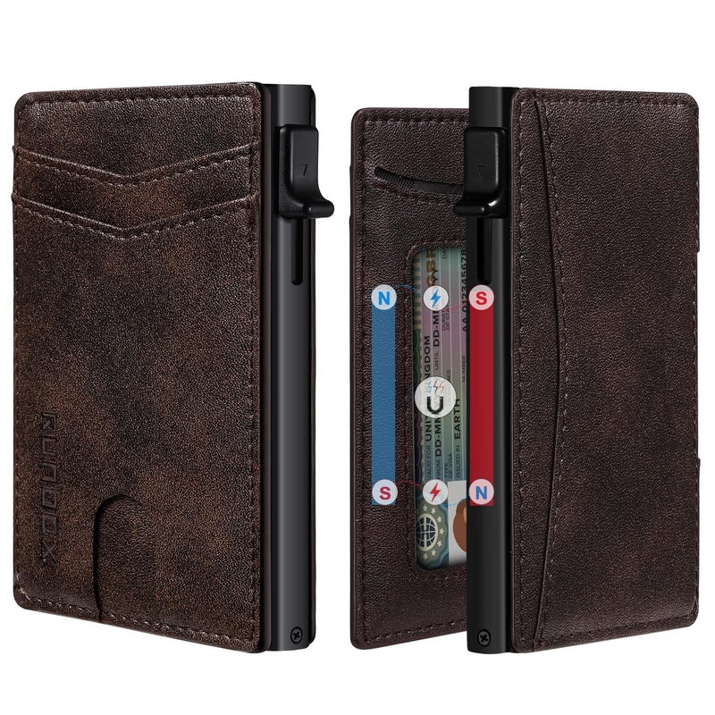 RUNBOX Slim Card Wallet for Men with ID Window Minimalist RFID Wallet PopUp Function Ultra Thin Design Metal Business Card Case Holds 8 Cards Gifts for Men Mens Accessories - Image 2