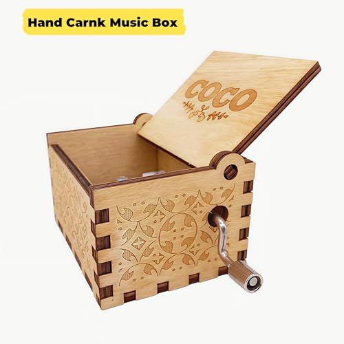 Teykst Hand Crank Music Box Remember Me | Wood 18 Note Vintage Engraved Musical Boxes Collection Decoration | Gift for Christmas Birthday Anniversary - Image 5