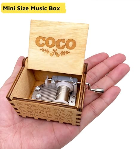 Teykst Hand Crank Music Box Remember Me | Wood 18 Note Vintage Engraved Musical Boxes Collection Decoration | Gift for Christmas Birthday Anniversary - Image 3