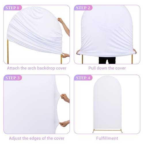 Toolterritary Set of 3 Metal Arch Backdrop Stand with Cover Set, (7.2FT, 6.6FT, 6FT Wedding Arch and Cover Set), Backdrop Arch for Party, Baby Shower, Birthday, and Graduation Ceremony - Image 4