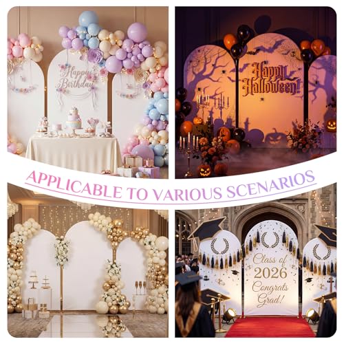 Toolterritary Set of 3 Metal Arch Backdrop Stand with Cover Set, (7.2FT, 6.6FT, 6FT Wedding Arch and Cover Set), Backdrop Arch for Party, Baby Shower, Birthday, and Graduation Ceremony - Image 3