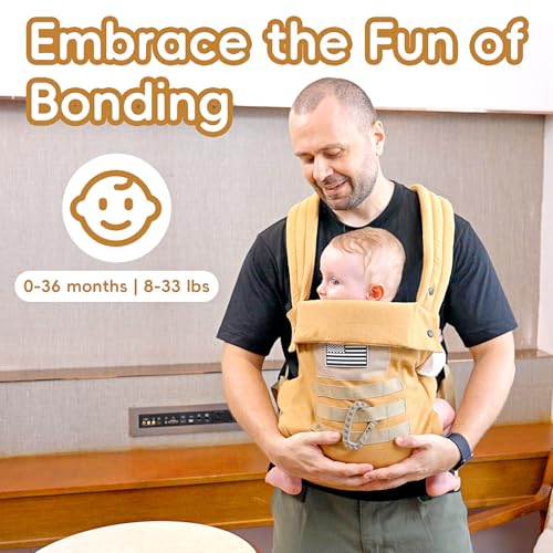 YESYBC Baby Carrier Lumbar Support Infant Carrier 036M 833 lbs with Foldable Headrest Carabiners for Big and Tall Parents Men Women Yellow - Image 3