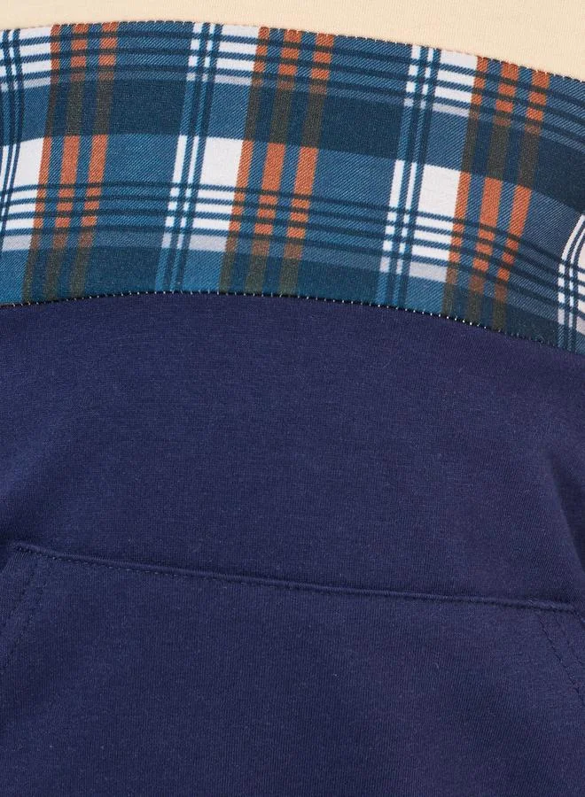 Styli Contrast Plaid Lightweight Hoodie