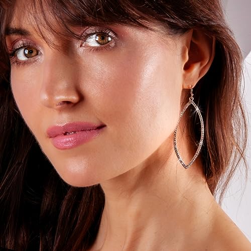 Humble Chic NY Rhinestone Earrings for Women - Silver Tone Drop Earrings for Women, Elegant Silver Tone Sparkly Simulated Diamond Dangles, Long Dangly Rhinestone Hoop, CZ Sparkle Bling Formal Drop Dangle for Wedding - Image 2