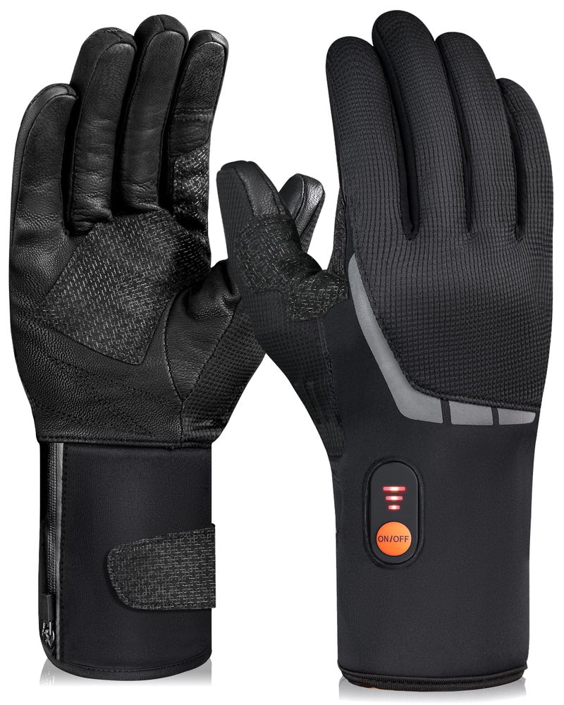 Luckcolor Heated Gloves for Men Women, Rechargeable Waterproof Heated Work Gloves with Arthritis Raynaud's Relief for Ski Hiking Driving (Black, Large) - Image 1