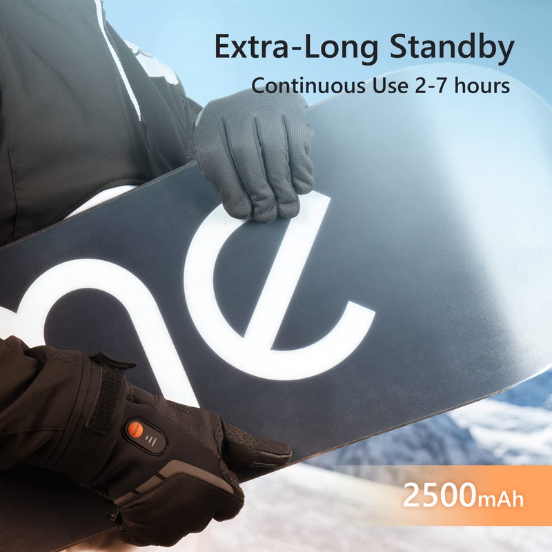 Luckcolor Heated Gloves for Men Women, Rechargeable Waterproof Heated Work Gloves with Arthritis Raynaud's Relief for Ski Hiking Driving (Black, Large) - Image 5