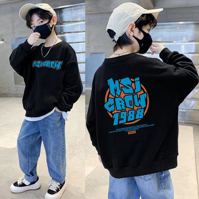 Boys' Long-Sleeve T-Shirt 2026 New Style Base Layer Sweatshirt For Older Children, Autumn Thickened Boys' Top, Pure Cotton Children'S Clothing Boys' T-Shirt - Image 1