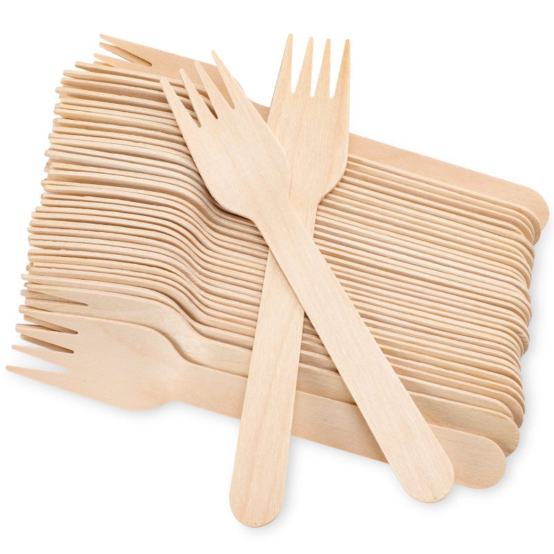 EZYLINKER 500 Wooden Forks, Disposable Wooden Cutlery Set - Alternative to Plastic, Eco Friendly, Biodegradable, Compostable Cutlery Set - 500 Compostable Forks, Disposable Utensils Set - Image 3