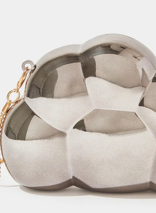Styli  Metallic Grey Acrylic Clutch Bag With Removable Chain Strap for Women | Best Price UAE