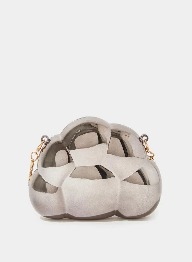 Styli  Metallic Grey Acrylic Clutch Bag With Removable Chain Strap for Women | Best Price UAE