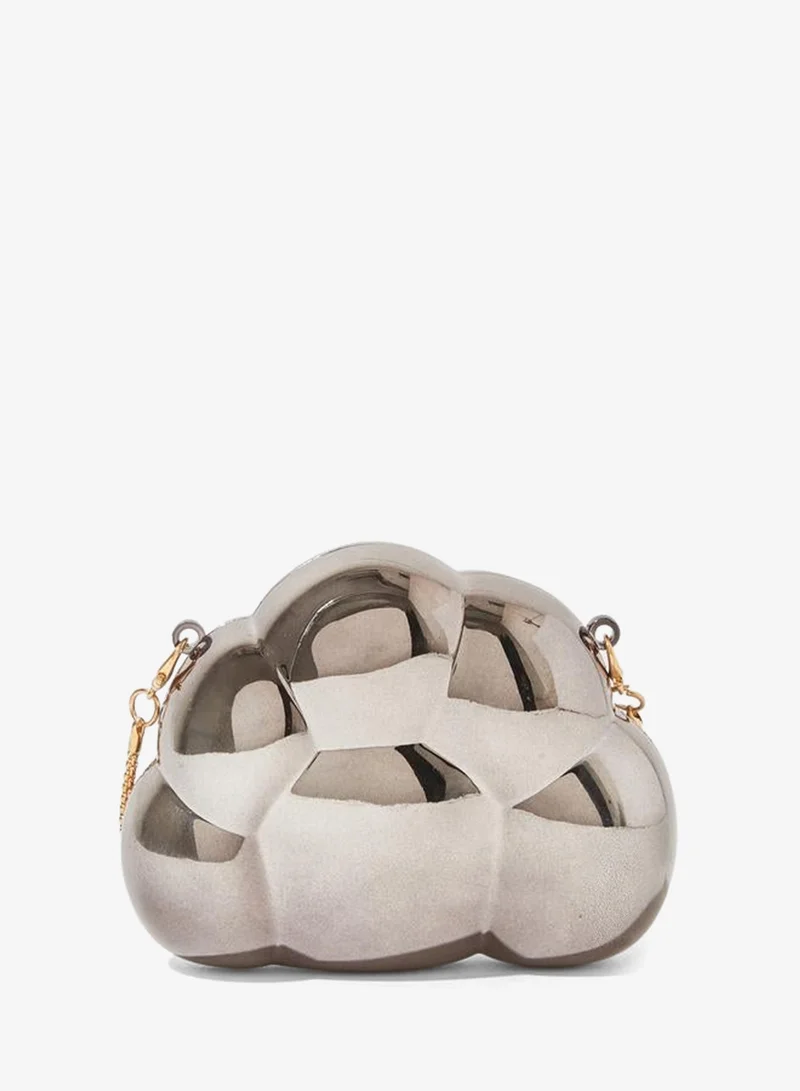 Styli Metallic Grey Acrylic Clutch Bag With Removable Chain Strap