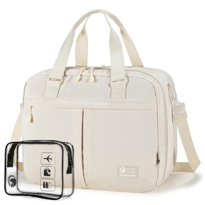 COSCOOA 18x14x8 inches Ttravel Duffel Bag for Spirit Frontier Airlines Personal Item Bag 32L Travel Duffel Bag Large Overnight Weekender Bags for Gym Business Trips Sports and HospitalBeige - Image 2
