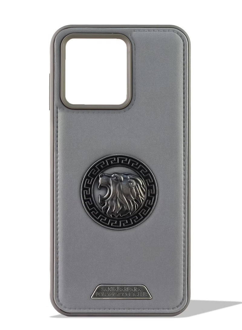 Leather Case With Metal Logo Silicone tpu Frame For iphone 11 (Grey)