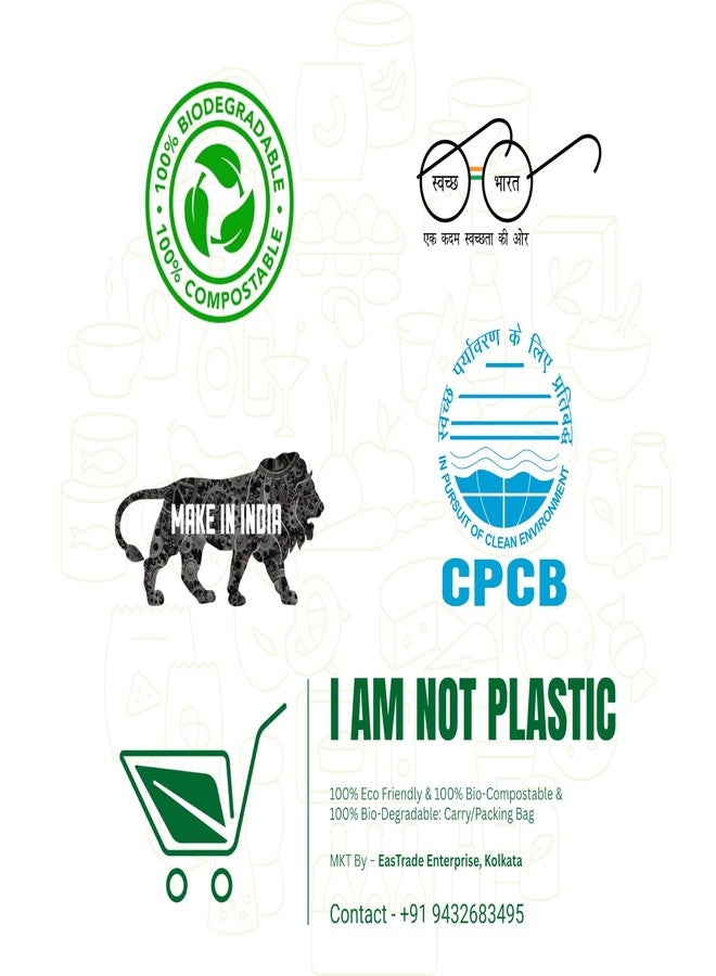 EasTrade GreenOFuture CPCB Certified Biodegradable Pouch Packs without handle - Made of Corn Starch - (Size - 8 * 10, Pack of 500G, 100 pcs) - Image 4