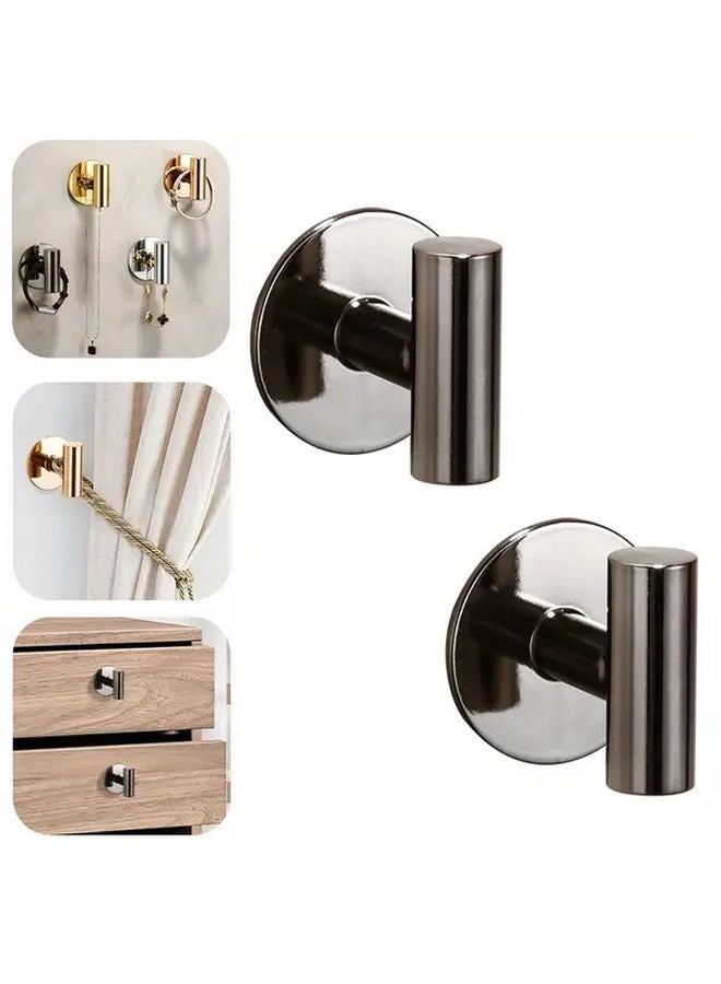 خطاف ستارة عصري ذاتي اللصق، قطعتان، باللون الأسود البندقية، سهل التركيب، حاملات جدارية لربط الستائر - Image 1