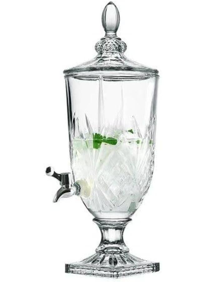 ديسبنسر سعة 2 لتر موزع زجاجي بغطاء زجاجي وحنفية موزع عصير ومشروبات والولائم - Image 1
