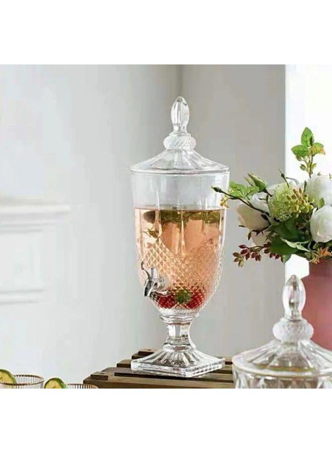 ديسبنسر سعة 2 لتر موزع زجاجي بغطاء زجاجي وحنفية موزع عصير ومشروبات والولائم - Image 2