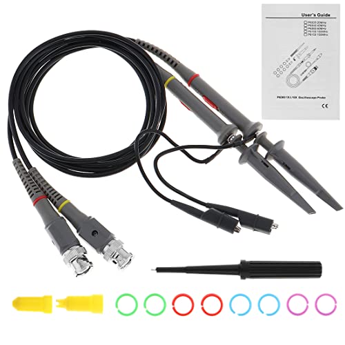 Smgda 2pcs P6020 Upgraded Oscilloscope Clip Probes Kit 20MHz Fully Insulated BNC End Probe with Accessories Kit 1X 10X (Pack of 2) - Image 5