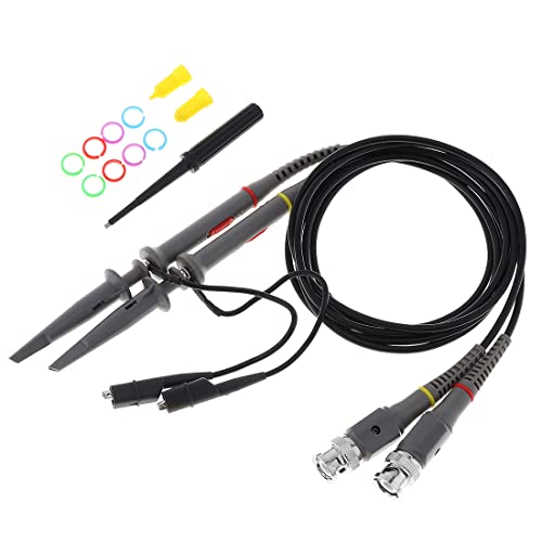 Smgda 2pcs P6020 Upgraded Oscilloscope Clip Probes Kit 20MHz Fully Insulated BNC End Probe with Accessories Kit 1X 10X (Pack of 2) - Image 1