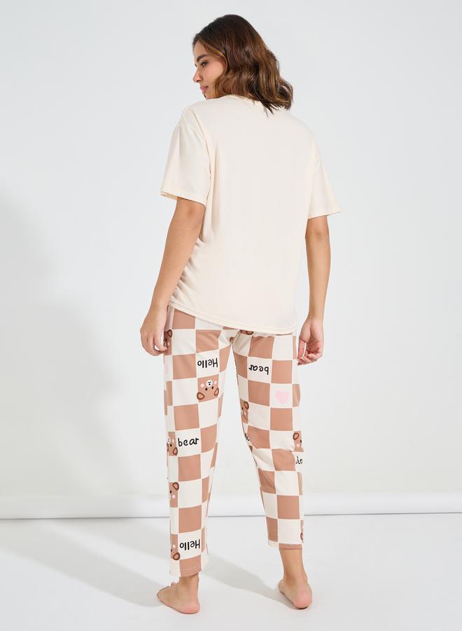 Take Two Bear Print T-Shirt & Pyjama Set - Image 5