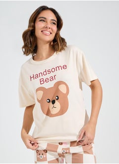 Styli Bear Print T-Shirt & Pyjama Set  - Image 2