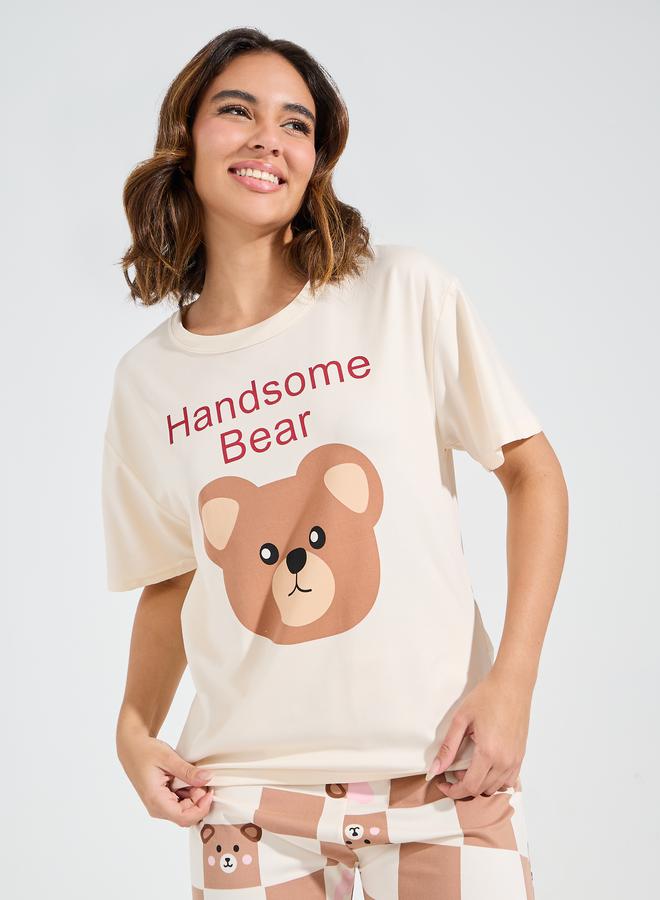 Take Two Bear Print T-Shirt & Pyjama Set - Image 2