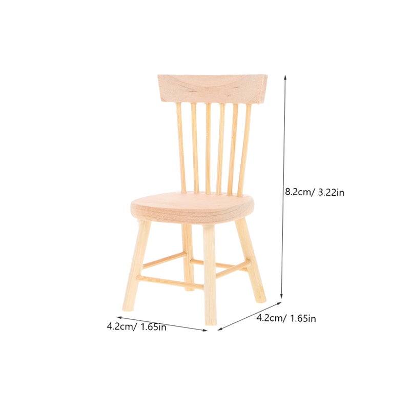 Miniature Chair Props For Dollhouse Decor Smooth Finish Tiny House Supplies 2Pcs - Image 3