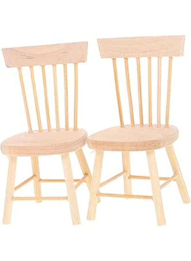Miniature Chair Props For Dollhouse Decor Smooth Finish Tiny House Supplies 2Pcs - Image 1