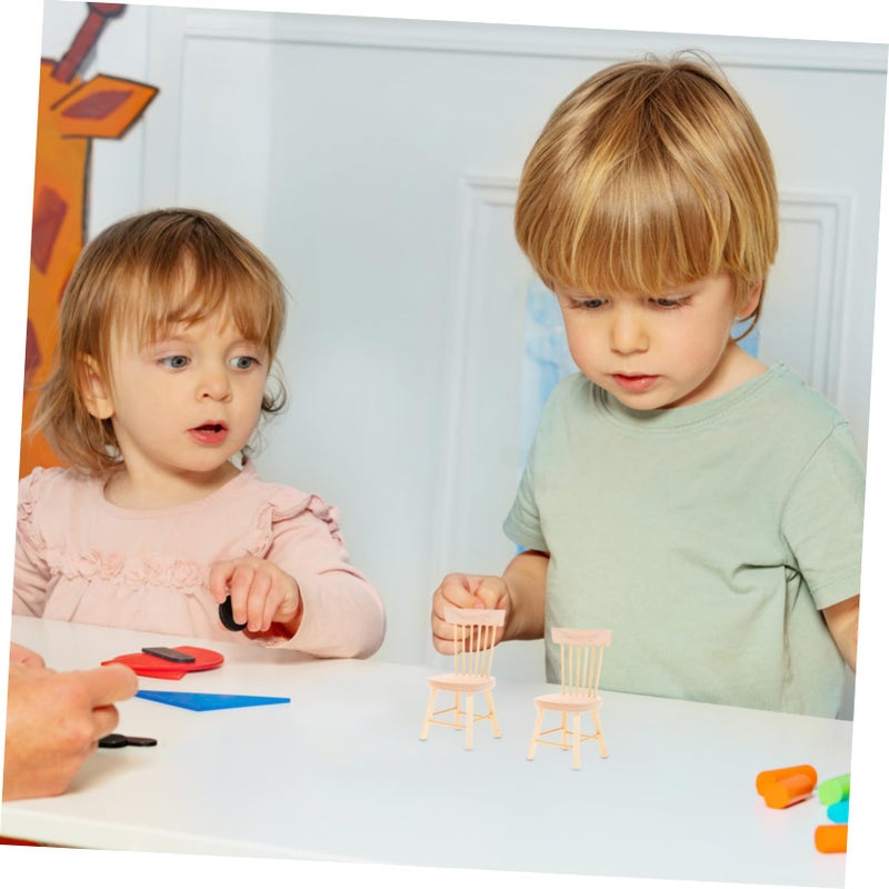 Miniature Chair Props For Dollhouse Decor Smooth Finish Tiny House Supplies 2Pcs - Image 5